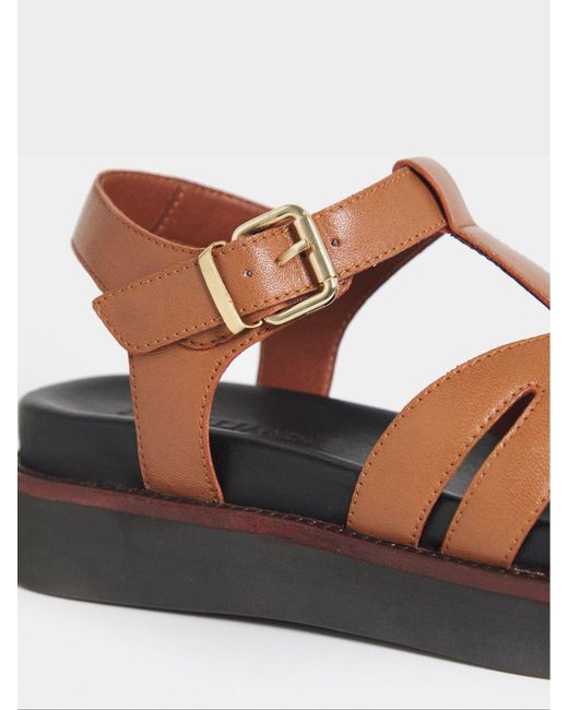 JD Williams Natural Extra Wide Fit T Bar Flat Sandals