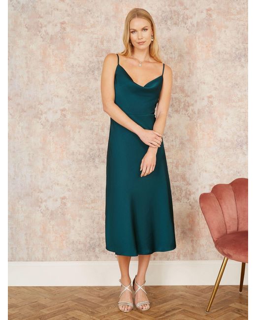 green yumi dress Shimmer V Neck Tea Length Wedding Guest Dress With Short Sleeves main image 0