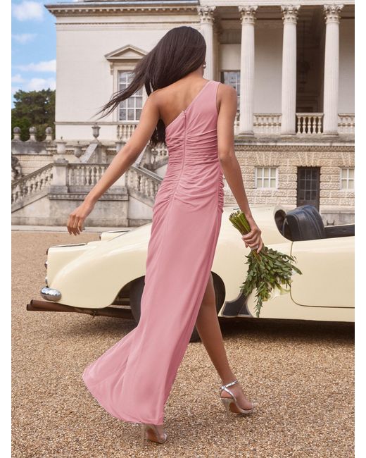 Lipsy Embellished One Shoulder Wedding Bridesmaid Maxi Dress in Natural |  Lyst