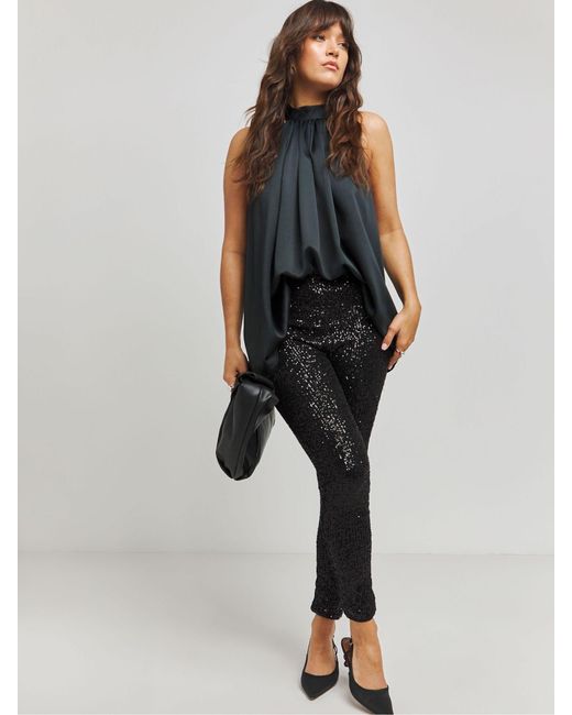Simply Be Black Sequin Leggings