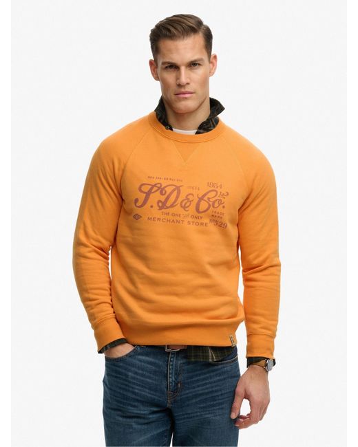 Superdry Orange Micro Logo Crew Jumper for men