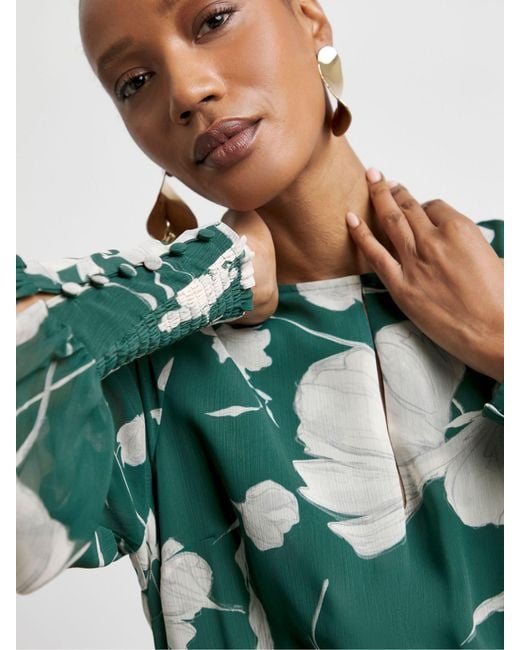 Joanna Hope Green Long Sleeve Key Hole Maxi Dress