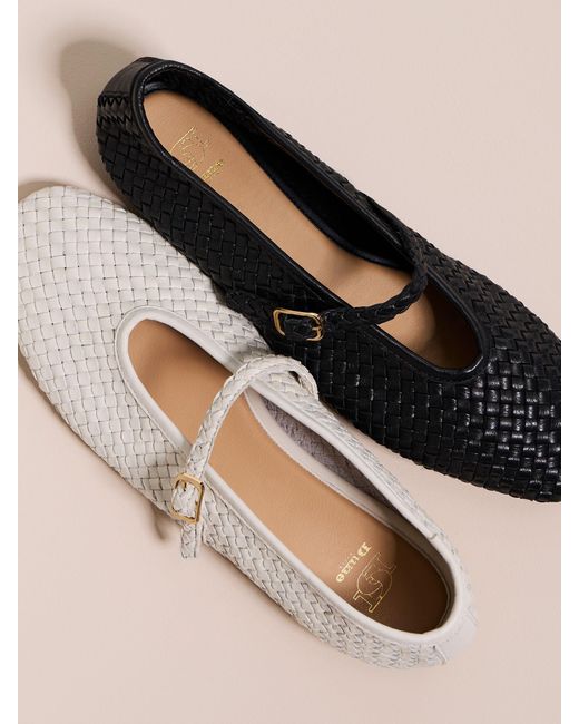 Dune White Standard Fit Leather Headliner Ballet Pumps