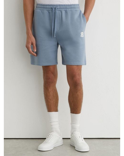 Reiss Blue Monogram Embroidered Cotton Shorts for men