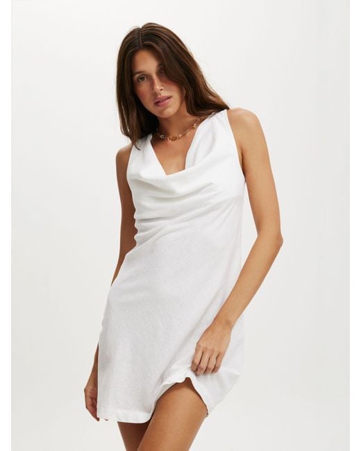knee length dresses for ladies White Cowl Neck Mini Dress – Gabi Swimwear main image 0