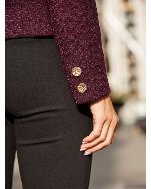 Sosandar Brown Boucle Collarless Jacket
