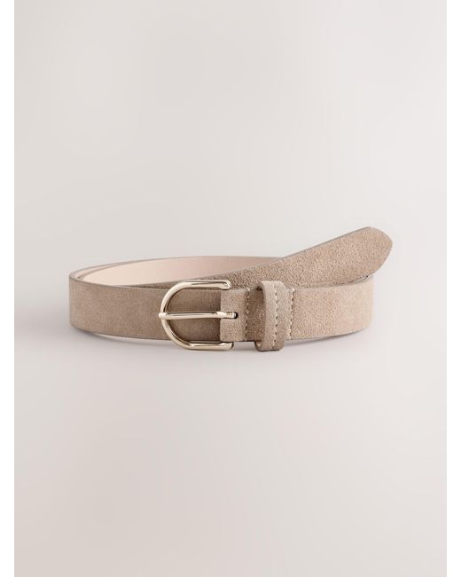 Next Natural Sand Regular Suede Belt
