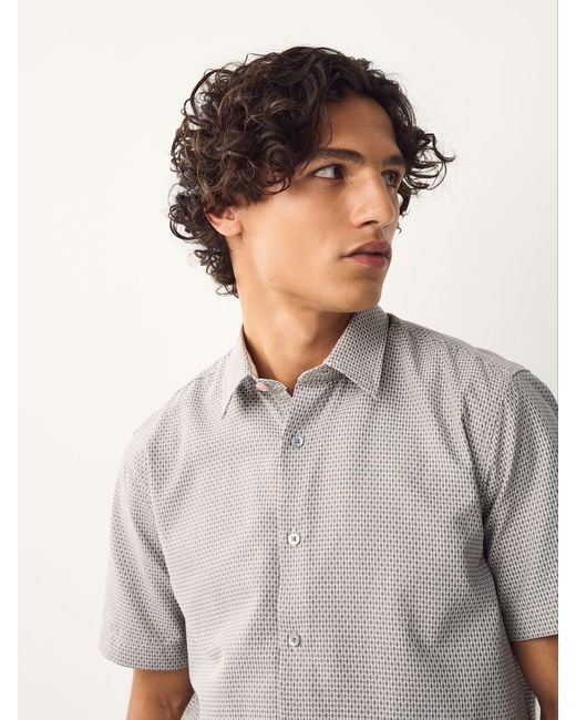 Next Gray Regular Fit Regular Fit Cotton Rich Trimmed Textured Short Sleeve Smart Shirt for men