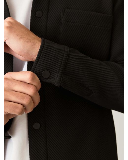 Next Black Diagonal Texture Jersey Shacket for men