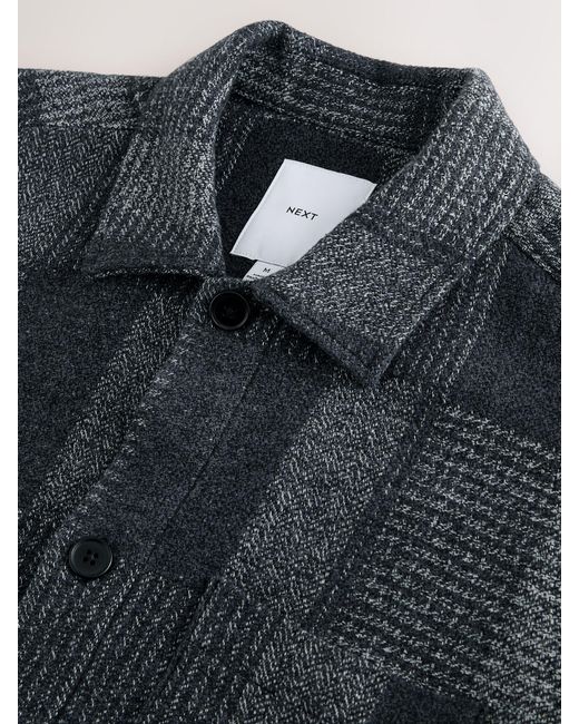 Next Black Patchwork Style Check Shacket for men