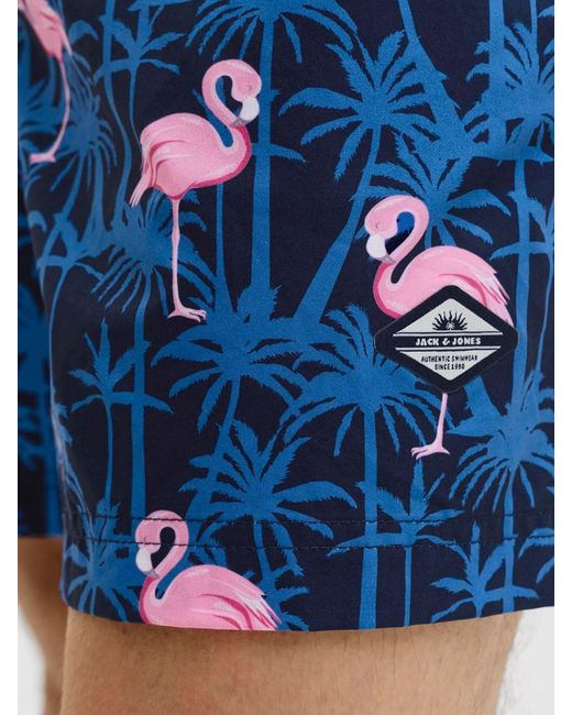 Jack & Jones Blue Patterned Swim Shorts for men