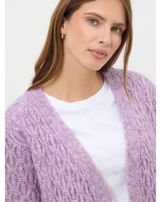 M Com Purple Chunky Cable Cardigan
