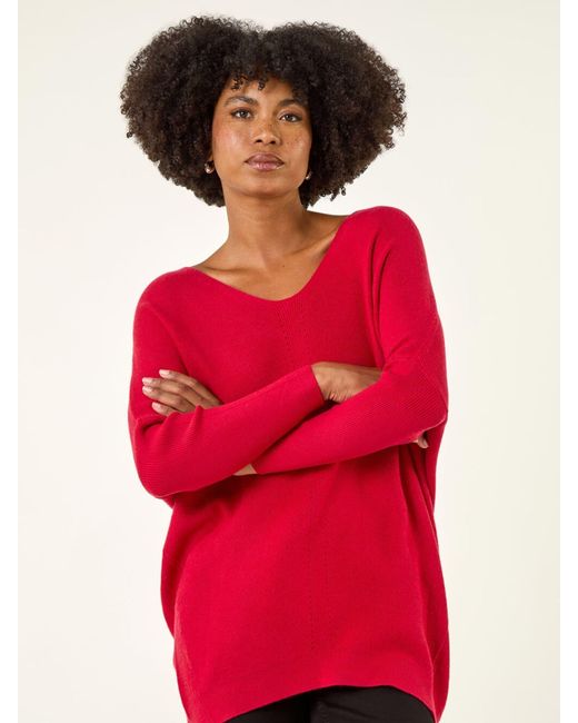 Roman Red Animal Print Eyelet Back Knit Jumper
