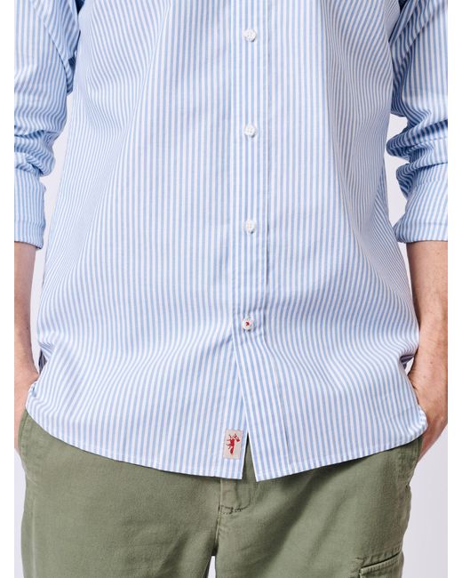 aubi Blue Stripe Chase Poplin 100% Cotton Shirt for men