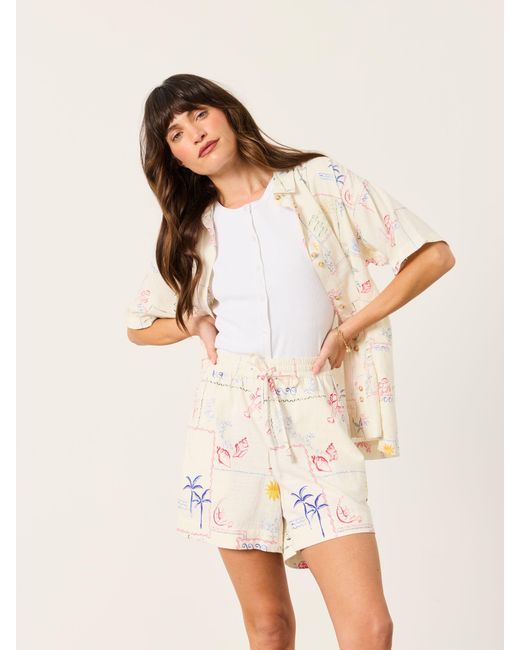 FatFace Natural Fatface Cassie 100% Linen Shorts