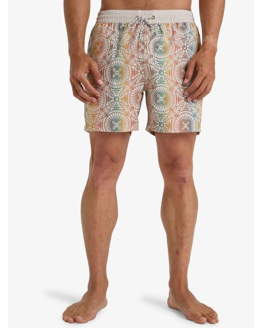 Billabong Natural Vacay Geometric Print Logo Swim Shorts for men