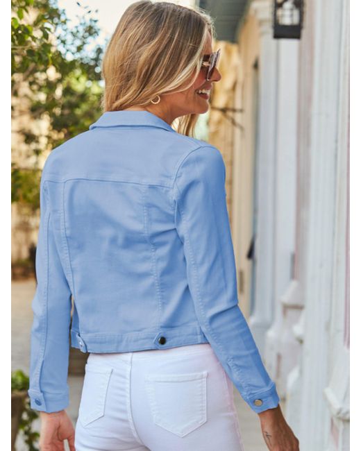 Sosandar Blue Sky Denim Jacket With Button
