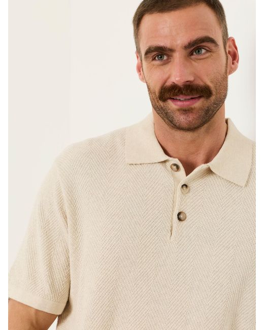 FatFace White Fatface Portloe Knitted Polo Shirt for men