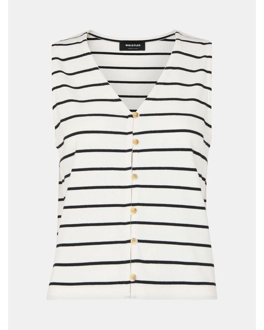 Whistles White Stripe Button Front Tankklein
