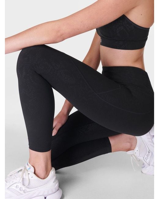 Sweaty Betty Blue Full Length Power Embossed Workout Leggings