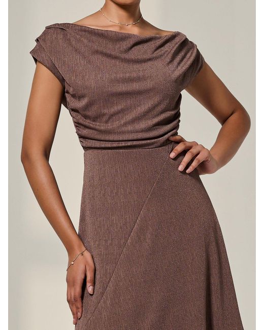 Jolie Moi Natural Asymmmetric Draped Midi Dress