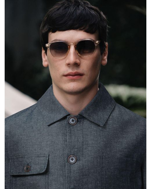 Next Blue Textured Chore Jacket for men