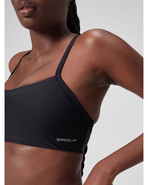 Speedo Black Solid Racerback Bikini Top