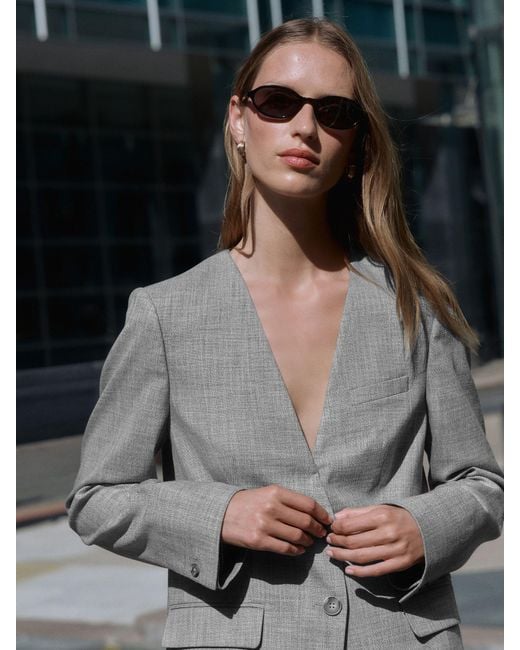 Next Gray Light Tailored Collarless Jacket