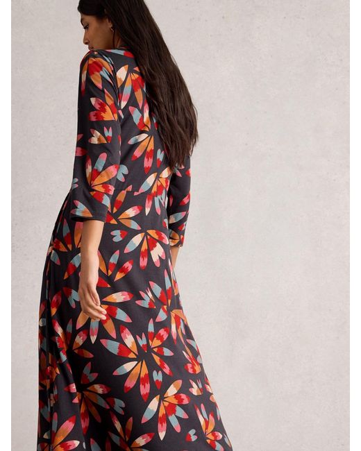 White Stuff Red Rua Jersey Shirt Dress