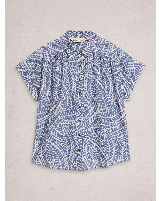 White Stuff Blue Orla Cotton Button Through Shirt