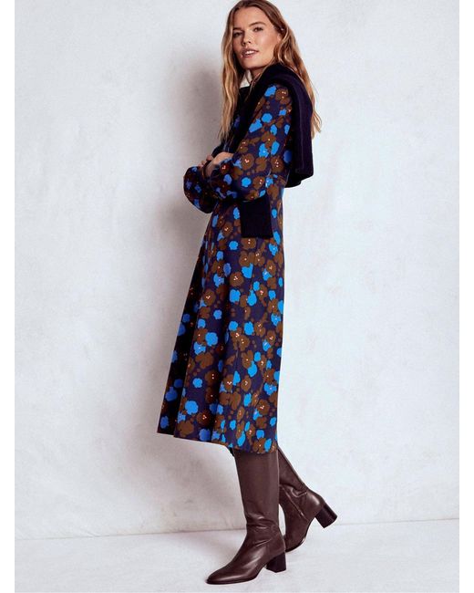 Boden Blue Pip Zip-Up Ponte Midi Dress