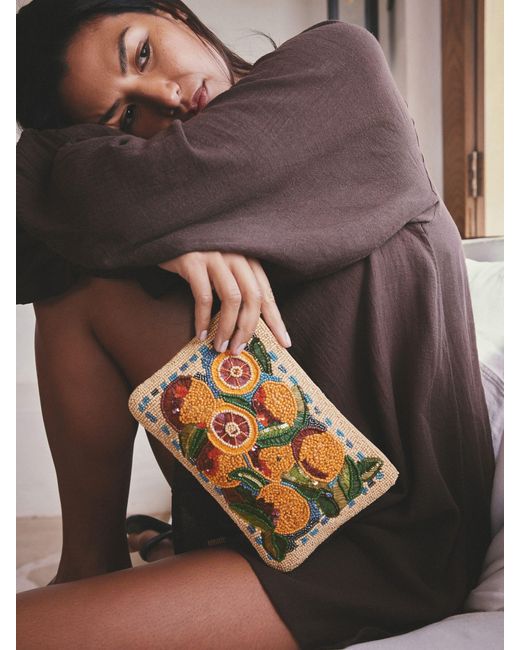 Next Orange Beaded Pouch
