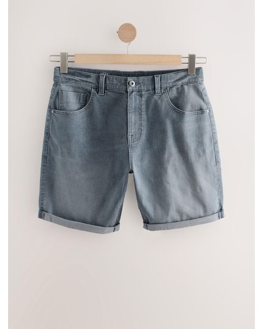 Next Blue Slim Fit Stretch Denim Shorts for men