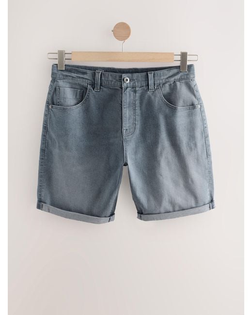 Next Blue Slim Fit Stretch Denim Shorts for men