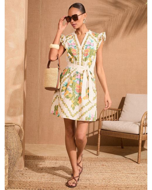 Love & Roses Brown Mini Printed Shirt Dress