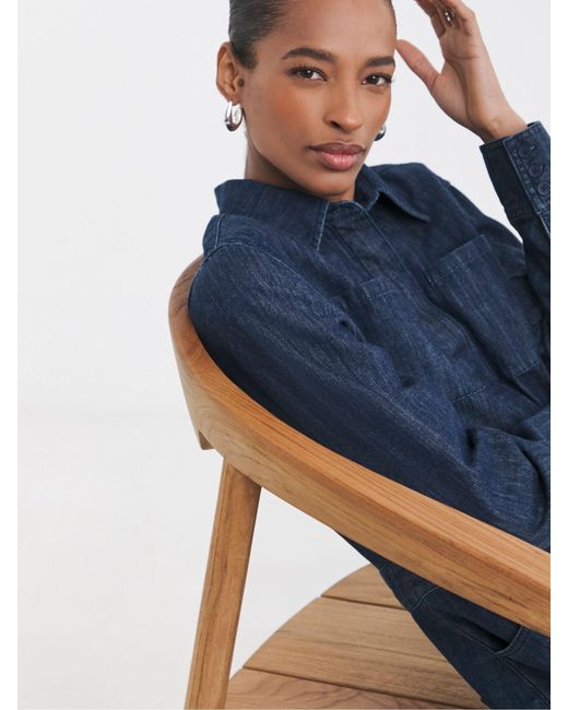 JD Williams Blue 100% Cotton A Line Denim Shirt Dress