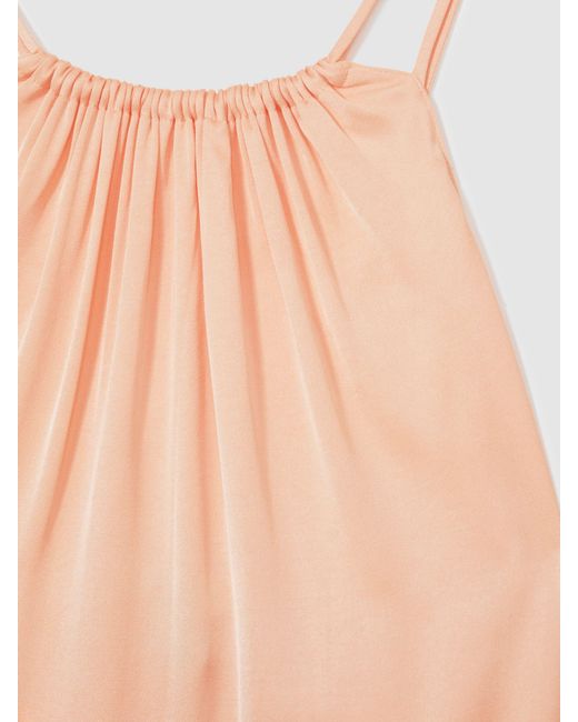 Reiss Natural Tallie Petite Satin Halterneck Maxi Dress
