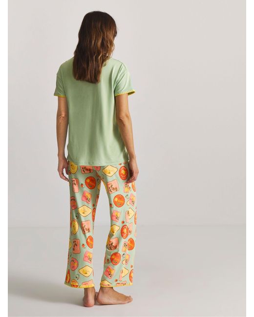 Figleaves Metallic Blanket Stitch Fruit Pyjamas Set
