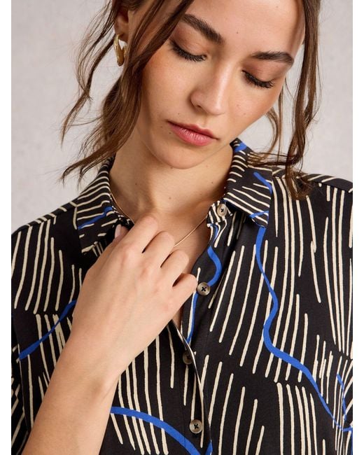 White Stuff Black Rua Jersey Shirt Dress