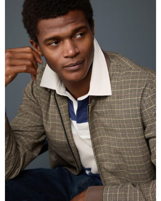 Next Blue Smart Check Bomber Jacket for men