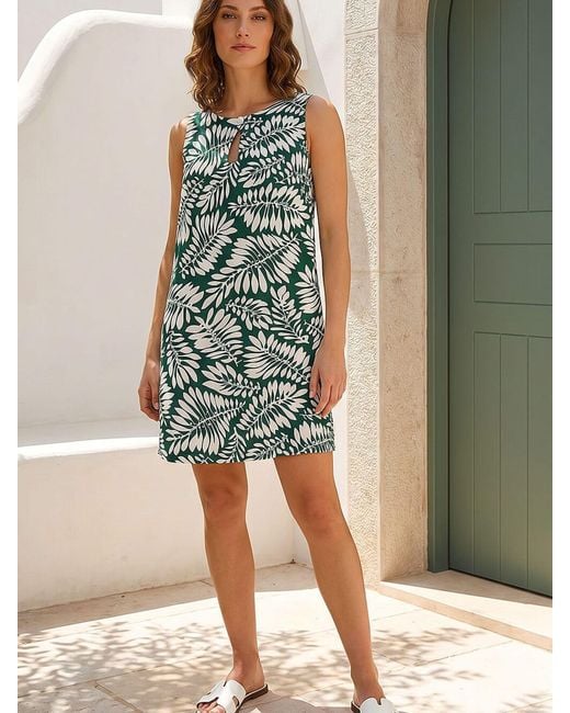 Roman Green Button Shift Dress