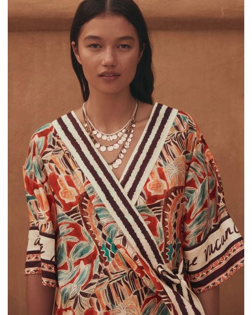 Next Multicolor Sleeved Wrap Summer Top