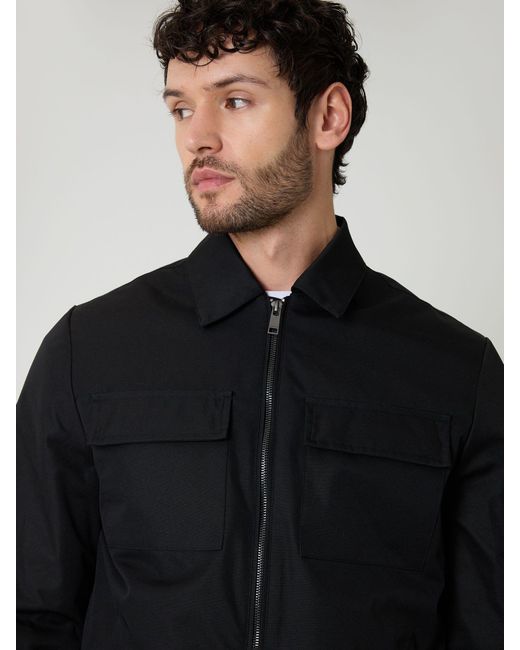 Threadbare Black Showerproof Lightweight Zip Up Jacket With Collar for men