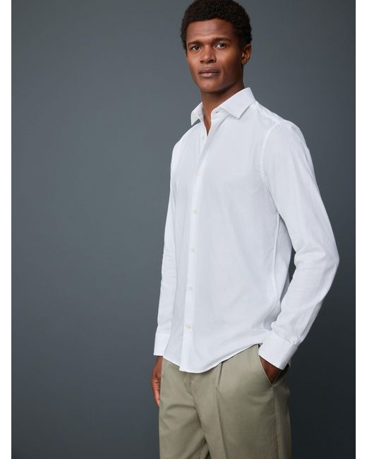 Next Gray Regular Fit Long Sleeve Soft Touch Smart Shirt for men