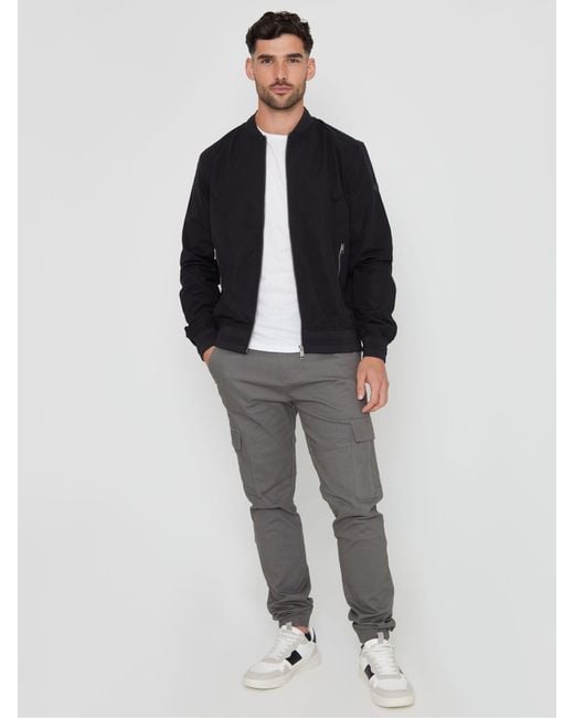 Threadbare Black Showerproof Classic Bomber Jacket for men