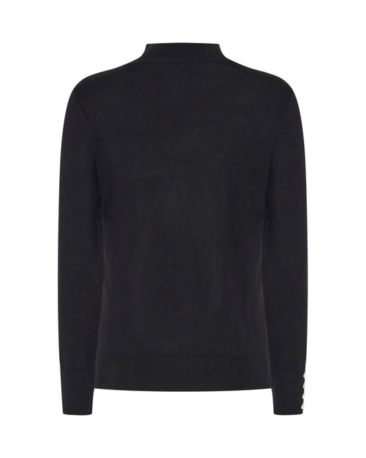 M Com Blue Button Detail Turtle Neck Jumper