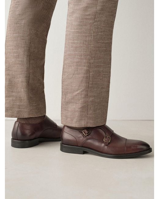 Next Brown Double Monk Leather Shoes for men