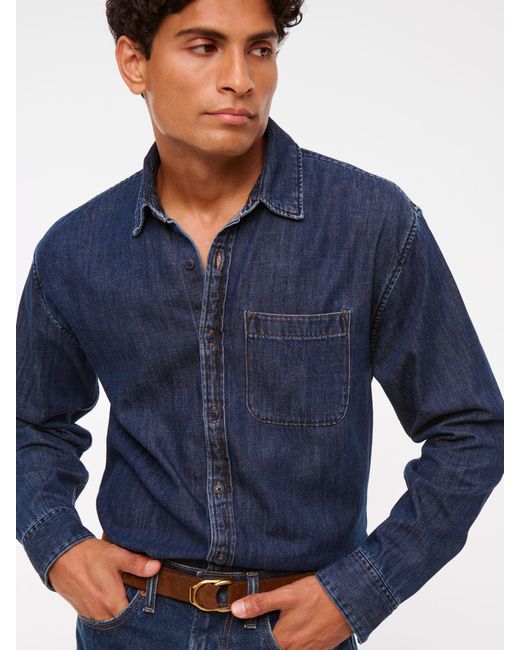 Abercrombie & Fitch Blue Denim Button-Up Shirt for men