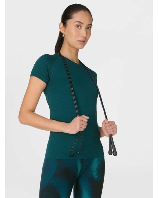 Sweaty Betty Green Women's Athlete Seamless Workout T-shirt