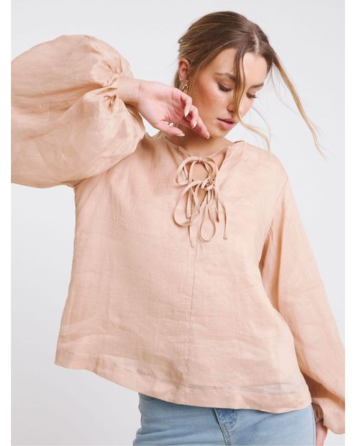 Simply Be Pink Rami Volume Sleeve Blouse